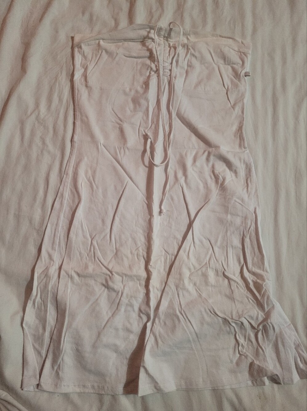 La Vie En Rose Pale Pink Strapless Cotton Sleep Slip with Tie